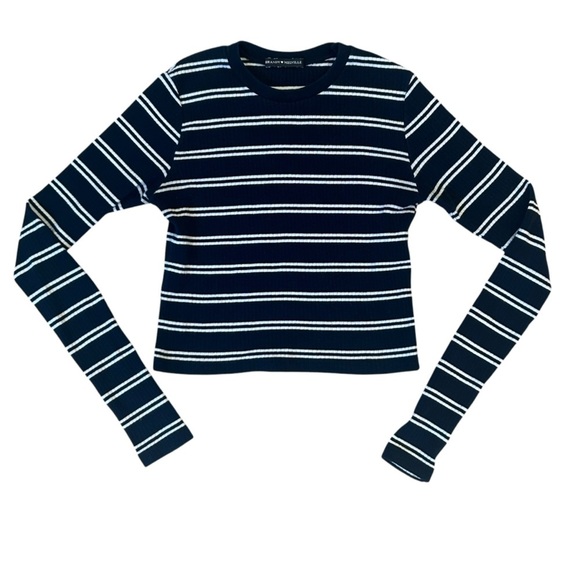 Brandy Melville Navy Striped Long Sleeve Top Small - Picture 1 of 4